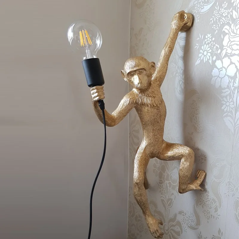 Resin Gold Monkey Pendant Lamp Hanging 