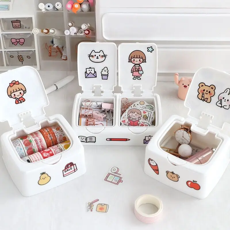 1 PC Stationery Stickers Plastic Storage Box Organizer Container Art Tool  Case for Craft Desktop