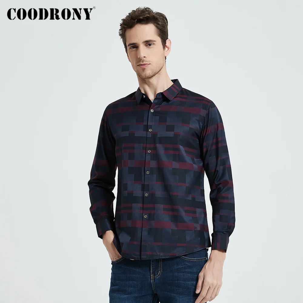 COODRONY Men Shirt Mens Business Casual Shirts 2020 New Arrival Men Famous Brand Clothing Plaid Long Sleeve Camisa Masculina 712-animated-img