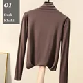 Modal Long Sleeve Solid Turtleneck T-Shirt Elastic Muslim Women High Stretch Slim Tops Spring Autumn Skinny Basic Bottoming preview-5