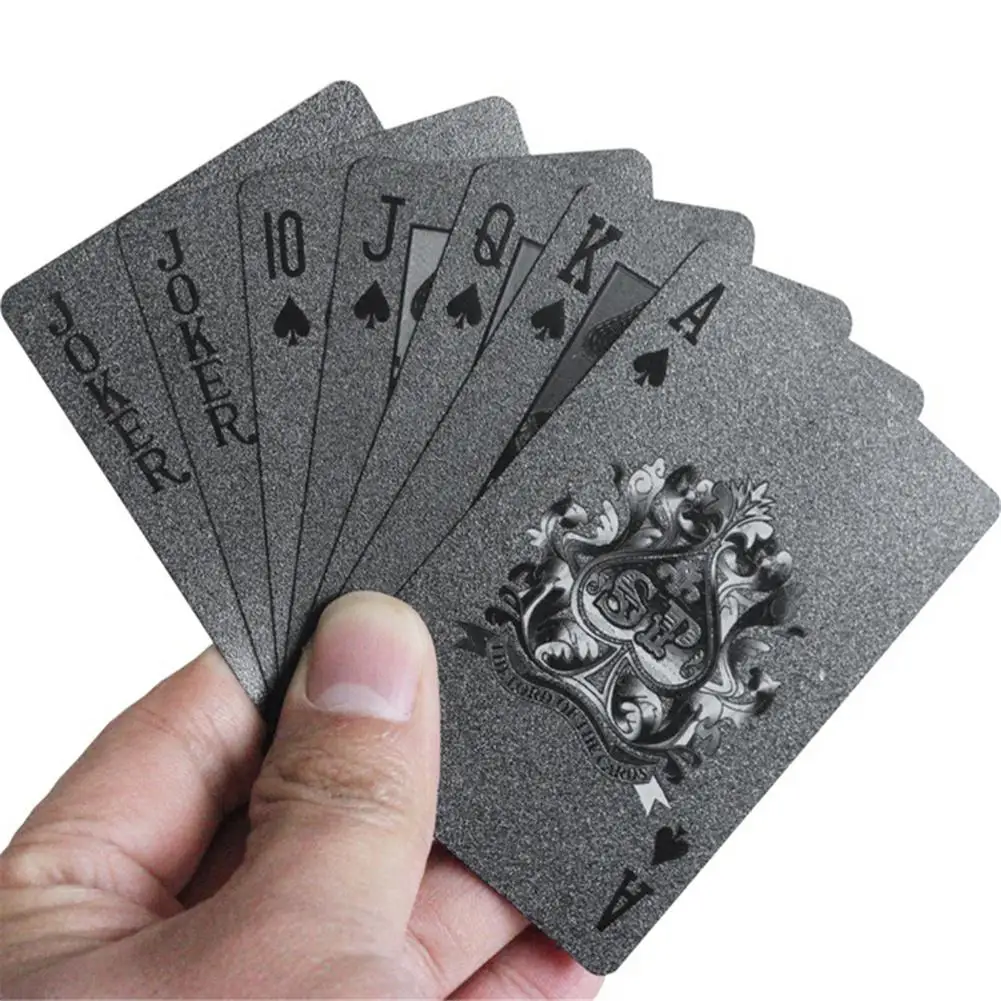 24K Dark Gold Playing Card Poker Game Deck Gold Foil Poker Set Plastic Waterproof Magic Card Gambling Accessories-animated-img