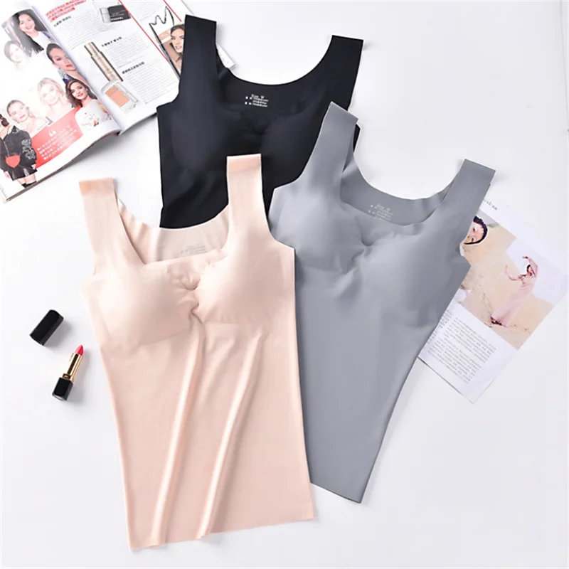 Ice Silk Tank Top Wireless Paded Lingerie Push Up Padded Vest Crop Top Tee Camisole Feminino Sleep топики женские Soutien Gorge preview-2