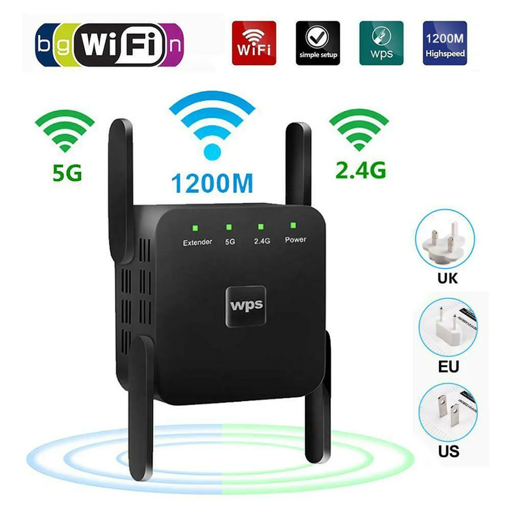 5Ghz WiFi Repeater Wireless Wifi Extender 1200Mbps Wi-Fi Amplifier 802.11 N Wireless Wifi Signal Booster 2.4G Wifi Repiter