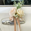 custom made New Creative Wedding Car Decoration Flower Door Handles Rearview Mirror Decorate Artificial Flower Accessories preview-2