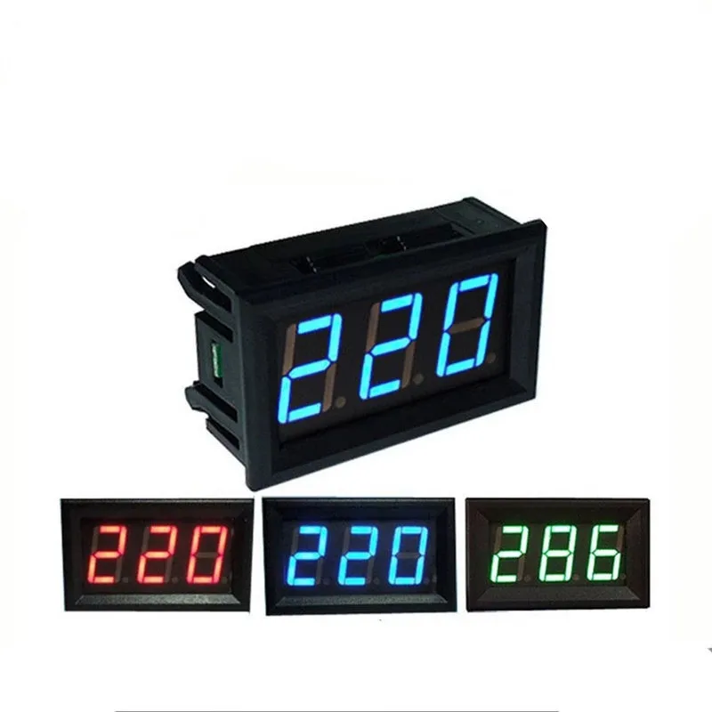 AC 30-500V 0.56" LED Digital Voltmeter Voltage Meter Volt Instrument Tool 2 Wires Red Green Blue Display 110V 220V DIY 0.56 Inch-animated-img