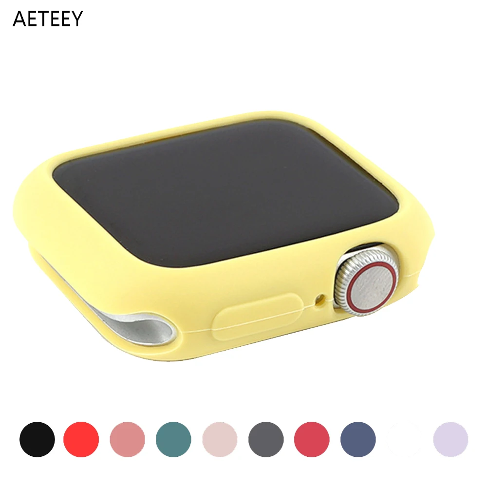 For Apple Watch Band 5 44mm Pure Color Protective Shell with Protective Film for Iwatch Series 42mm 38mm 40mm 6 4 3 2 1