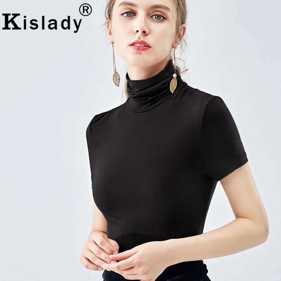 Women's Turtleneck Short Sleeve T-shirt 