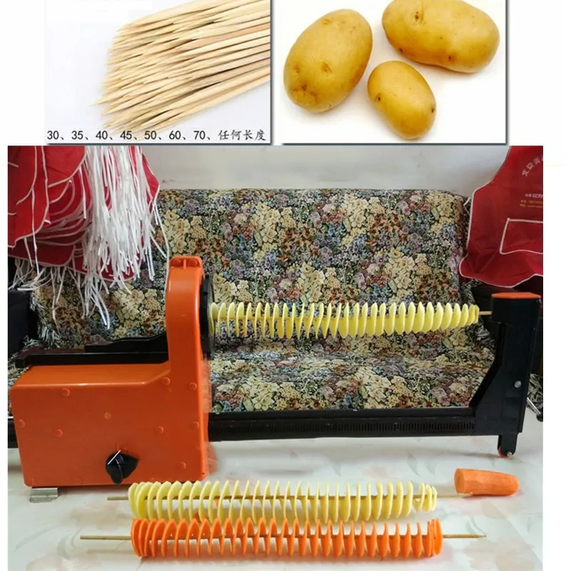 Automatic Stretch Stainless Steel Potato Slicer Chips Cutter Tornado Potato  Machine Spiral Twisted Potatoes On A Stick