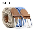 ZLD 60 Colors Female Casual Knitted Pin Buckle Men Belt Woven Canvas Elastic Expandable Braided Stretch Belts For Women Jeans preview-3