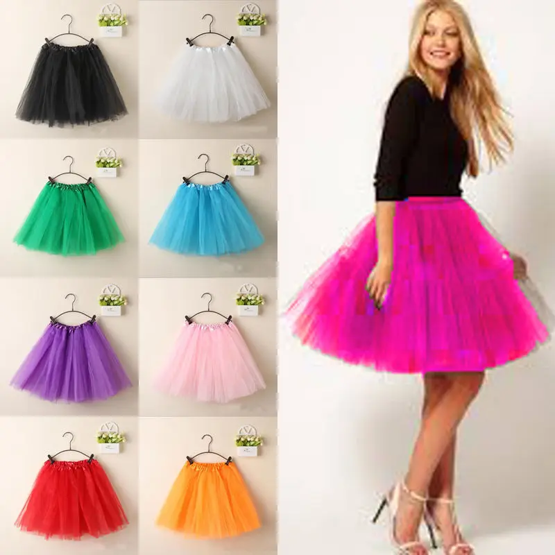 HOHL Women Summer Vintage Tulle Skirt Adult Fancy Ballet Dancewear Party Costume Ball Gown Mini Skirt