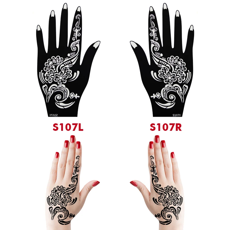 Temporary Tattoo Stencil Hand Henna DIY Body Art Sticker Template Wedding  Tool Professional India Fashion Decal Flower Stencil