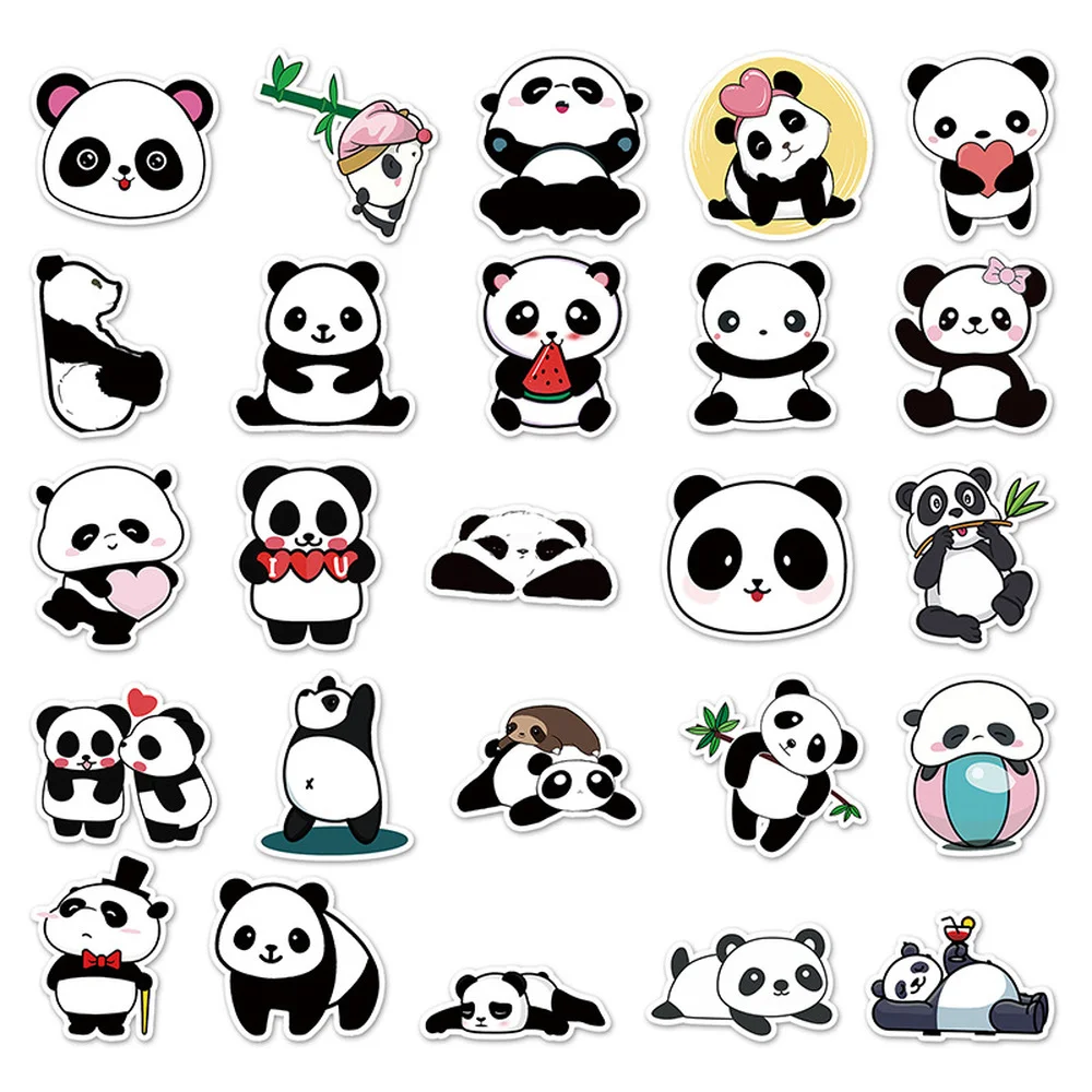 10/30/50PCS Cute Panda Cartoon Animal Stickers Luggage Skateboard Cute DIY  Cool Graffiti Waterproof Funny