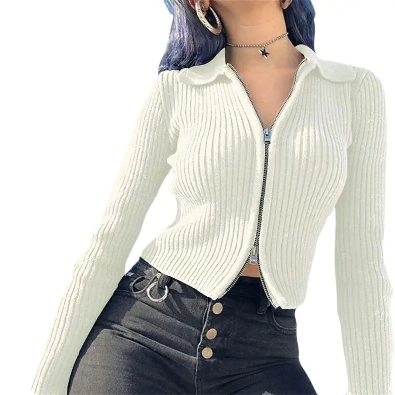 Women Long Sleeve Ribbed Knit Short 