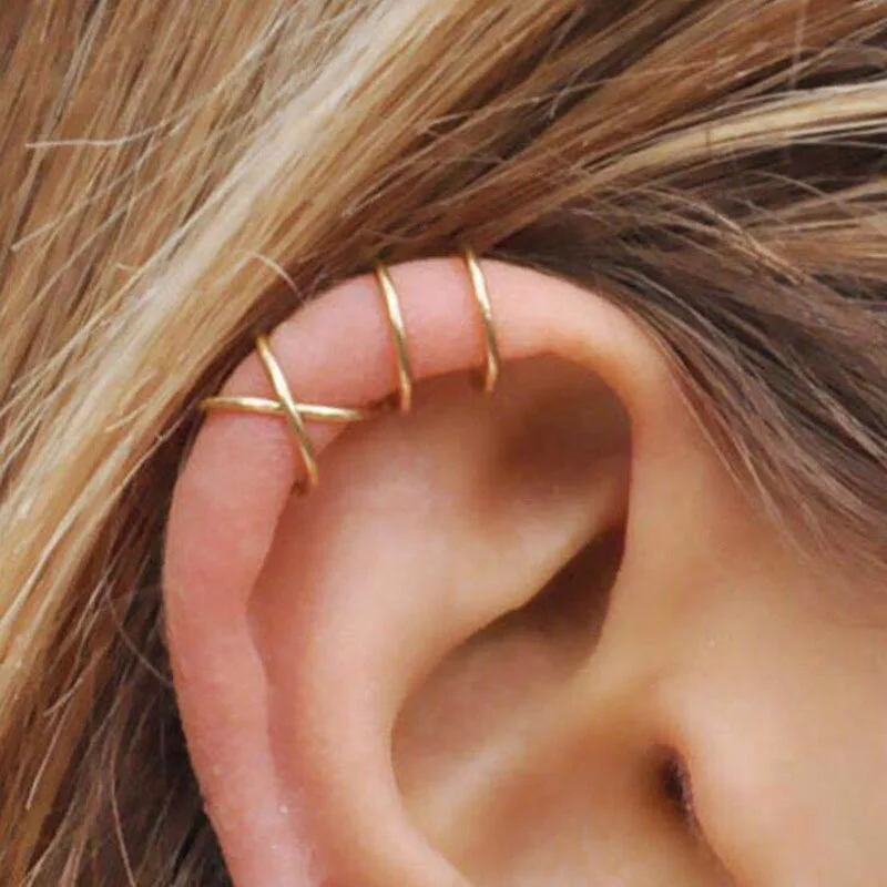 Modyle 5pcs/set 2023 Fashion Gold Color Ear Cuffs Leaf Clip Earrings for Women Climbers No Piercing Fake Cartilage Earring-animated-img