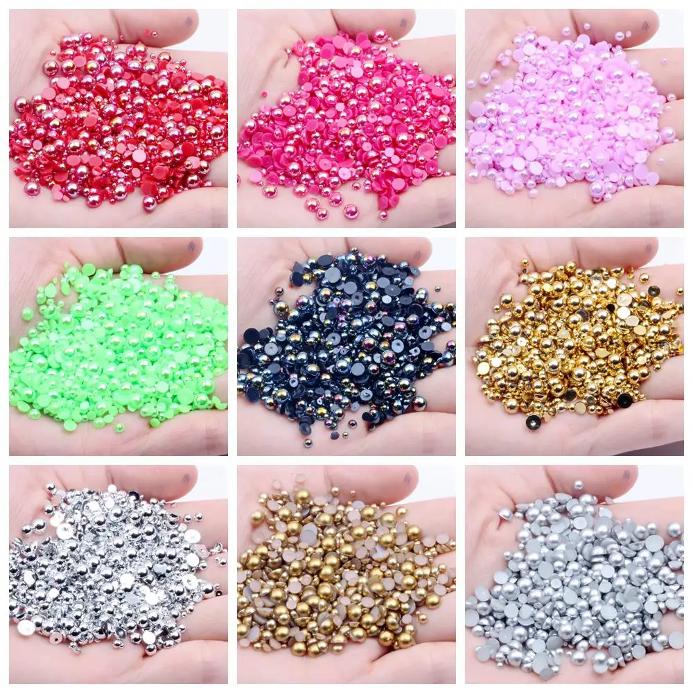 3-10mm 240pcs Macaroon AB Color Half Round ABS Beads Imitation