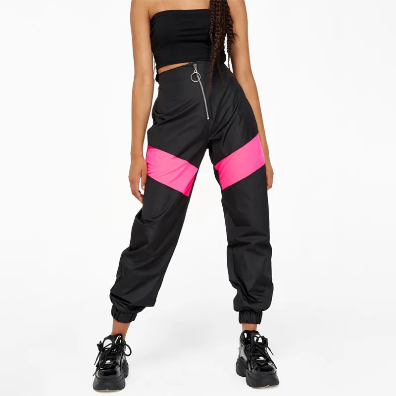 black cargo pants with neon stripe