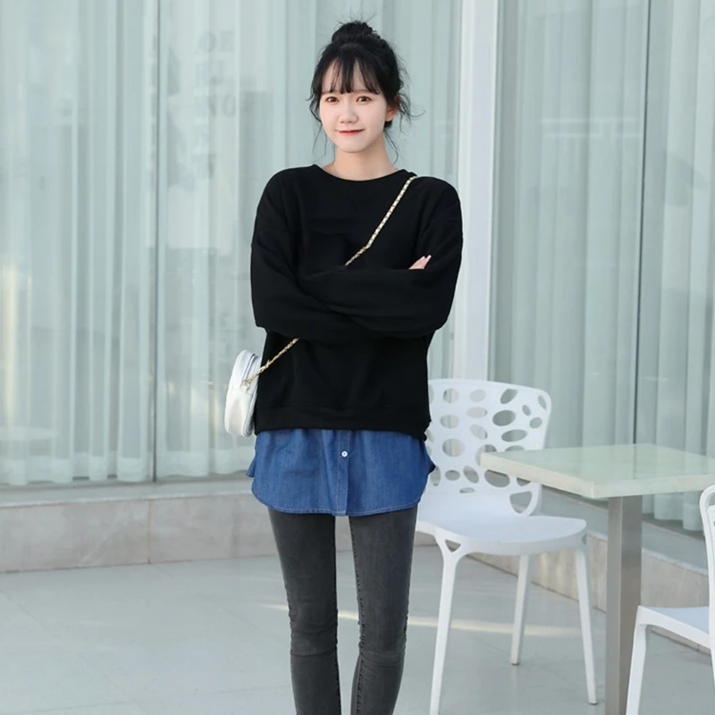 thumbnail image 2 of 2-Pack Shirt Extender For Women - Adjustable Fake Layering Hem Skirt In Black & White 2 of 9