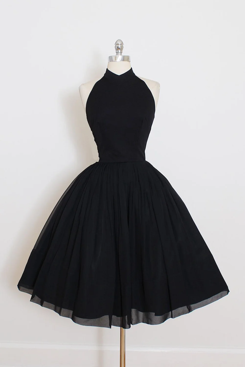 Black Chiffon Knee-length Skirt With 