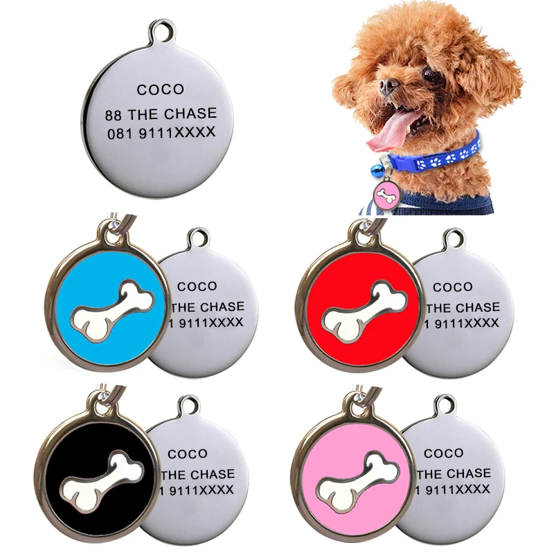 Personalized Dog Tags Engraved Cat Puppy Pet ID Name Collar Tag Pendant Pet Accessories Bone/dog accessories dog tag-animated-img
