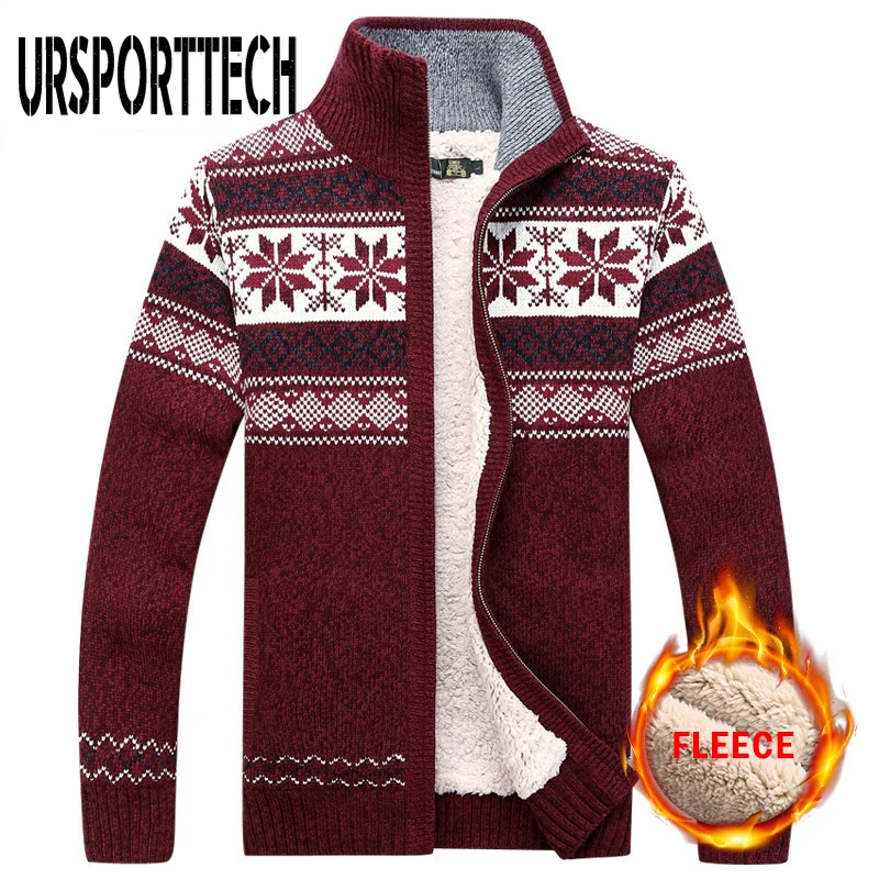 Cardigan Men's Sweater Warm Velvet 