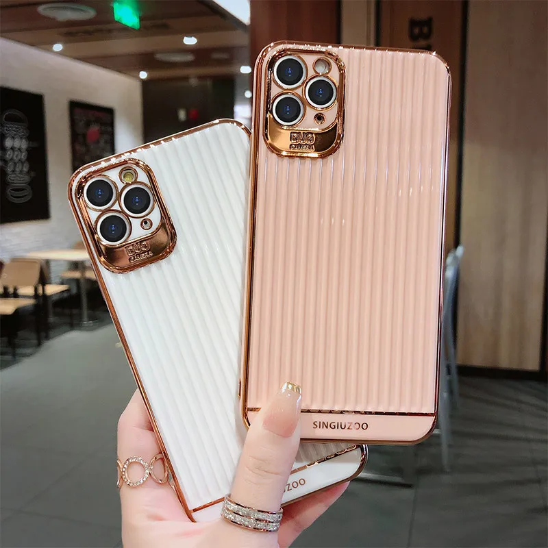 Cumpără Accesorii Pentru Telefoane Mobile For Iphone 12 Pro Max Case Luxury Stripes Electroplated Plated Silicone Cover Cases For Iphone 7 8 Plus Xs Xr X 11 Pro Se