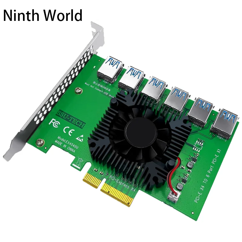PCIe 1 to 6 Riser Card PCI Express Adapter X4 20Gb 1 to 6 Risers PCI Card 4X to 16X USB 3.0 Riser Extender For Bitcoin Mining