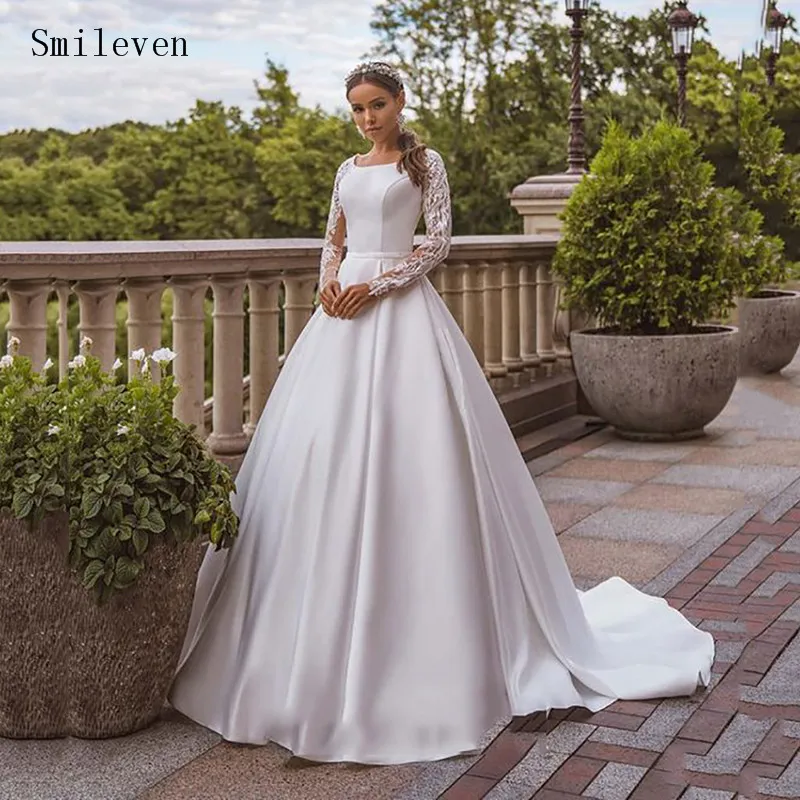 satin princess wedding dresses