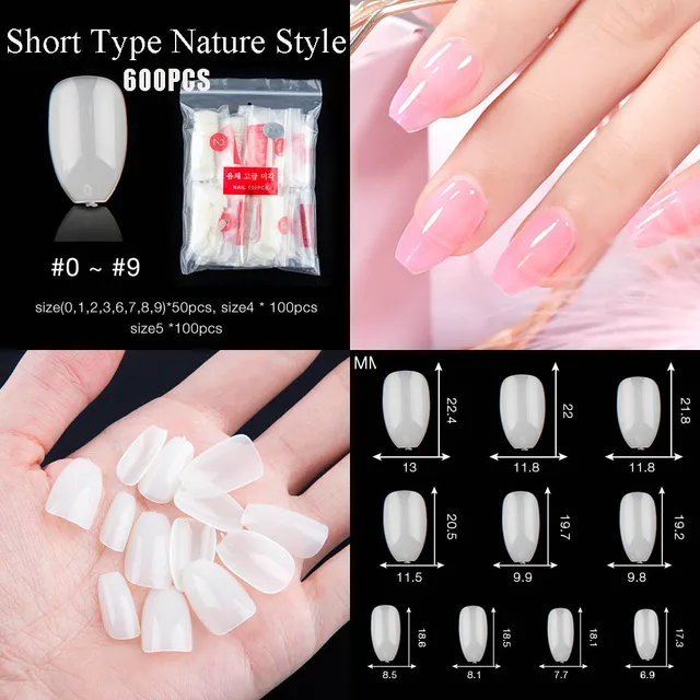 Cumpără Cuie Art Instrumente 500pcs Clear White French False Acrylic Nail Tips Half Cover Fake Nails Acrylic Uv Gel French False Tip Nail Art Salon Fake Nail