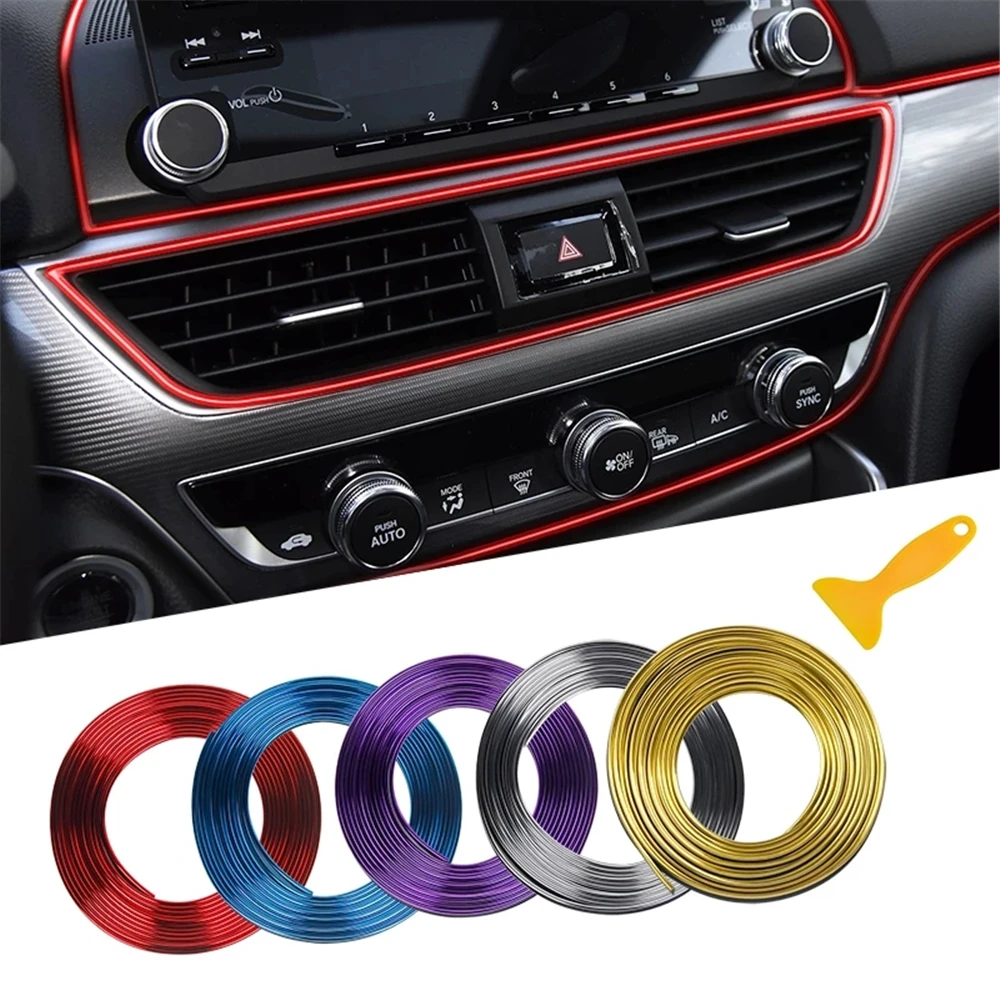 Universal 5M Car Moulding Decoration Flexible Strips Interior Auto Mouldings Car Cover Trim Dashboard Door Edgein Car-Styling-animated-img