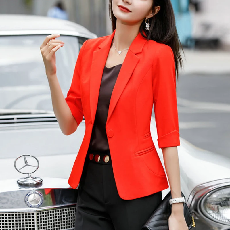 Slim Suit One Button Women Jacket Blazer