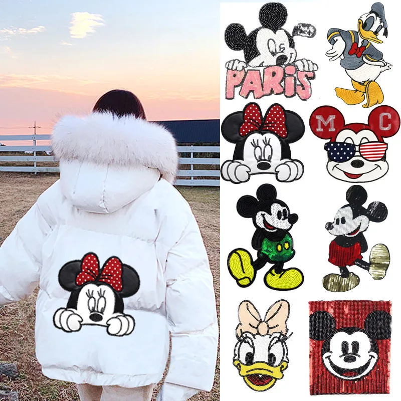 Cartoon Mickey Mouse towel embroidered size Mickey patch autumn and winter  sweater baseball uniform decorative embroidery