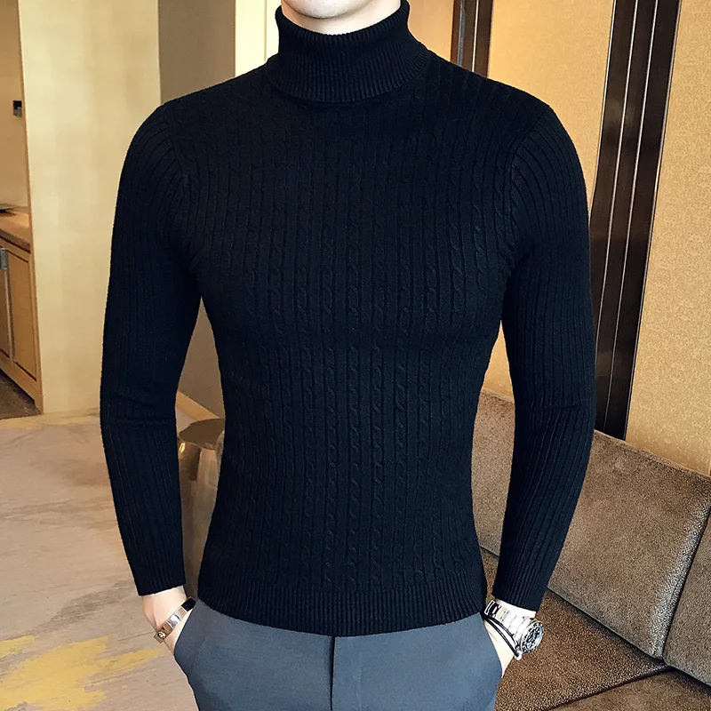 Winter High Neck Thick Warm Sweater Men 