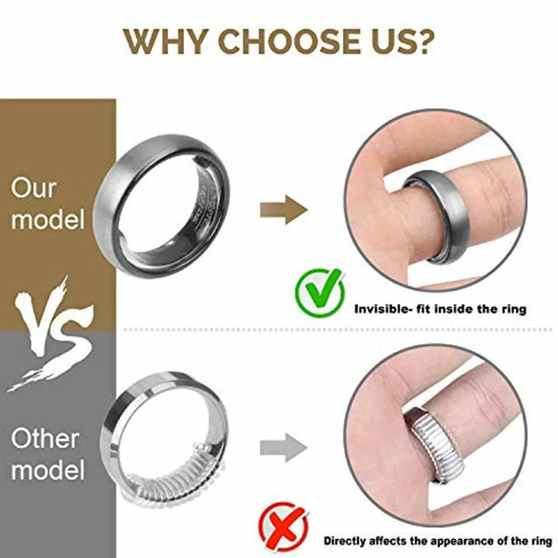 Acrylic/Silicone Ring Size Adjusters Invisible Ring Guard Tightener Ring  Size Reducer Spacer for Man&Woman Loosing