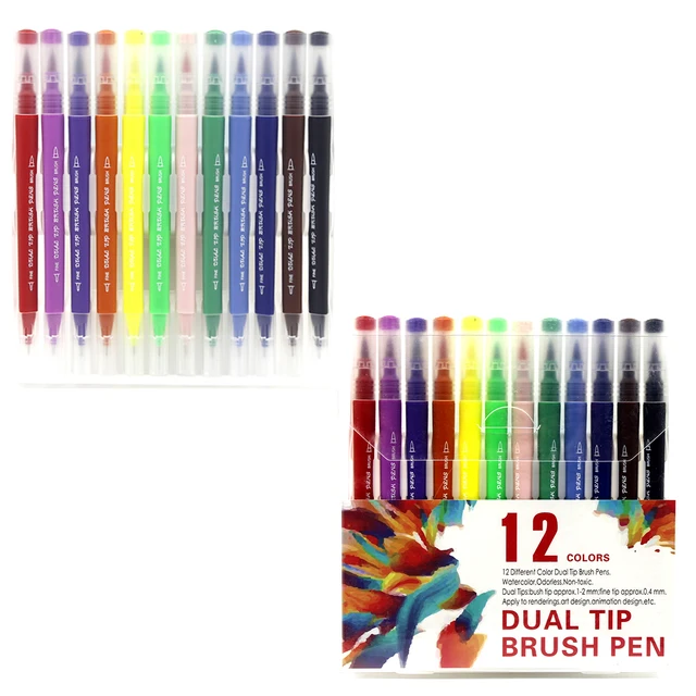 limekuoo 24 colors dual brush pen colored markers pens with 0.4mm