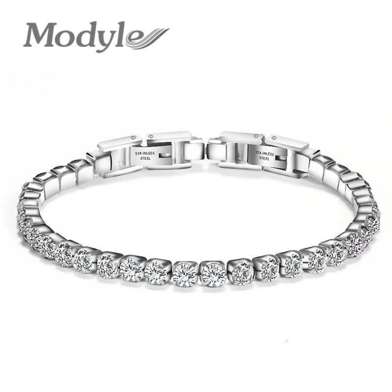 Modyle 316L Stainless Steel Sparkly Cubic Zircon Tennis Link Bracelets For Men and Women Gifts-animated-img