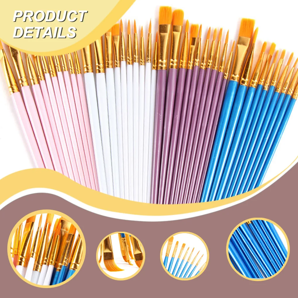10 Pc Paint Brushes Watercolor Brush Set Art Glass Paintbrushes Black Handle Watercolor Acrylic Oil Brush Painting Art Supplies preview-7