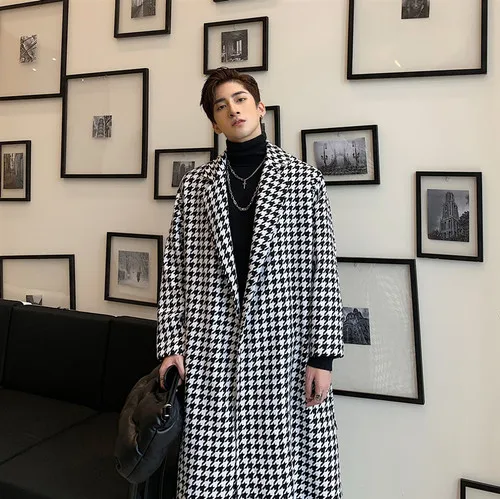 houndstooth trench coat mens