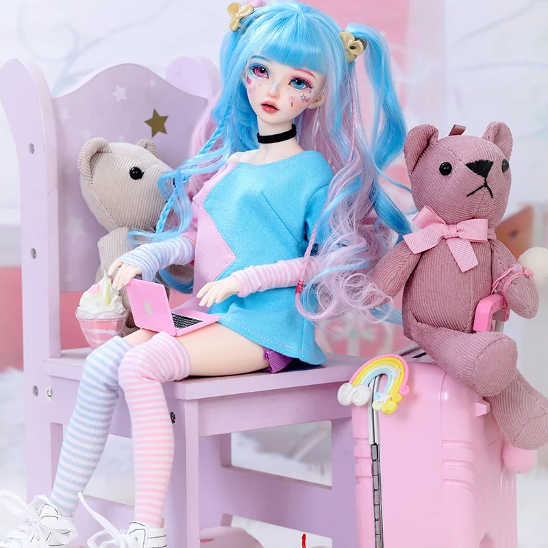 קנו אביזרים ובובות Bjd Doll Miyn 1 4 Macaron Magic Ice Cream Girl 41cm Ball Jointed Doll Minifee Msd Size Cute Baby Candy Make Up Fairy Doll