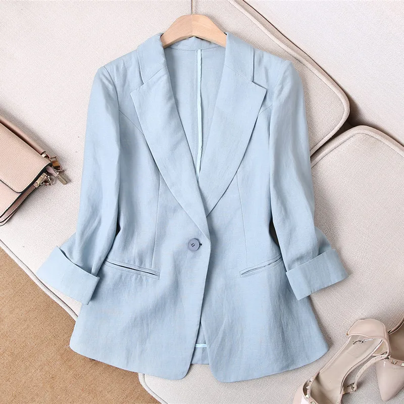 Chic summer thin linen women's blazer 
