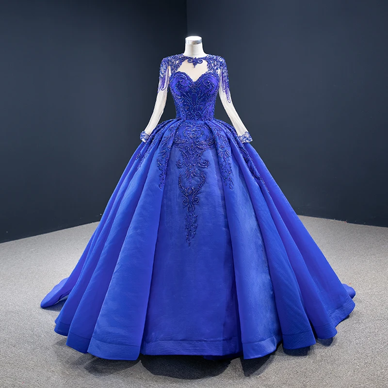 Elegant Lady Royal Blue Jewel Long 