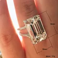 Huitan Luxury Crystal Geometric Cubic Zirconia Wedding Rings for Women Fashion Versatile Female Accessories High Quality Jewelry preview-3