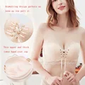Strapless Bra Drawstring Gather Lace Bras Invisible Bra Plus Size Large Cup Non-Slip Beautiful Back Sexy Women's Underwear preview-2