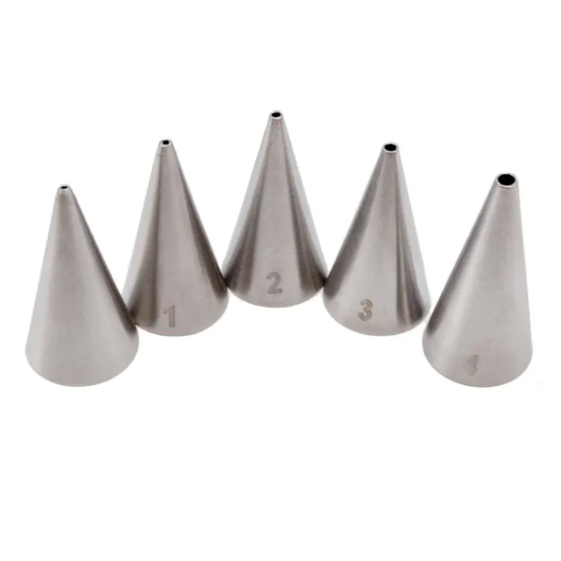 Small Round Icing Piping Nozzles 5Pcs Writing Pastry Nozzle Stainless Confectionery Cream Cake Decorating Tools-animated-img