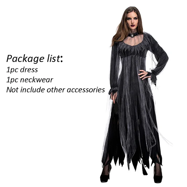 Women Lace Black Gothic Dress Halloween 