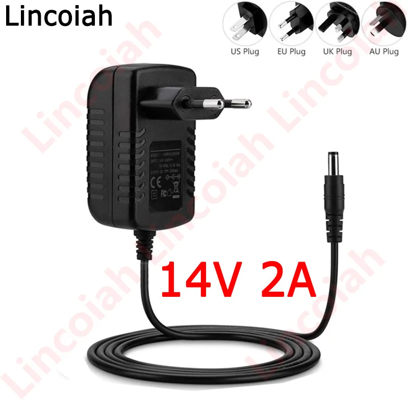 14V2A AC 100V-240V Converter Adapter DC 14V 2A 2000mA 28W Power Supply 14 V Volt Adaptor EU/US/UK/AU Plug 5.5mm x 2.1mm-2.5mm-animated-img