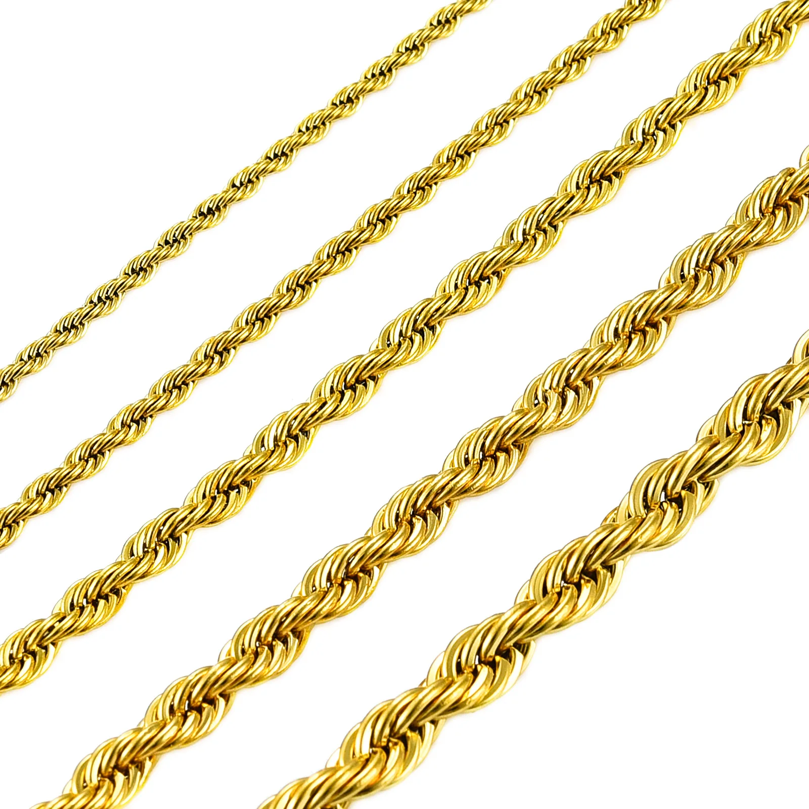 Gold Color Plated Choker Necklace Dainty Twist Rope Chain High Quality Stainless Steel For Women Men Fashion Jewelry for Gift-animated-img