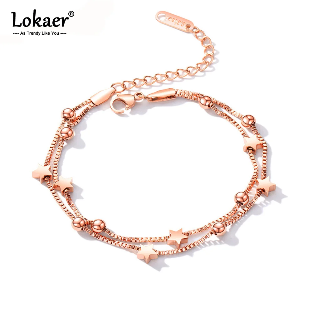 Uworld Stainless Steel Star Heart Layered Bracelets For Women Suqare Link  Chain bracelet femme acier inoxydable Fashion Jewelry - AliExpress