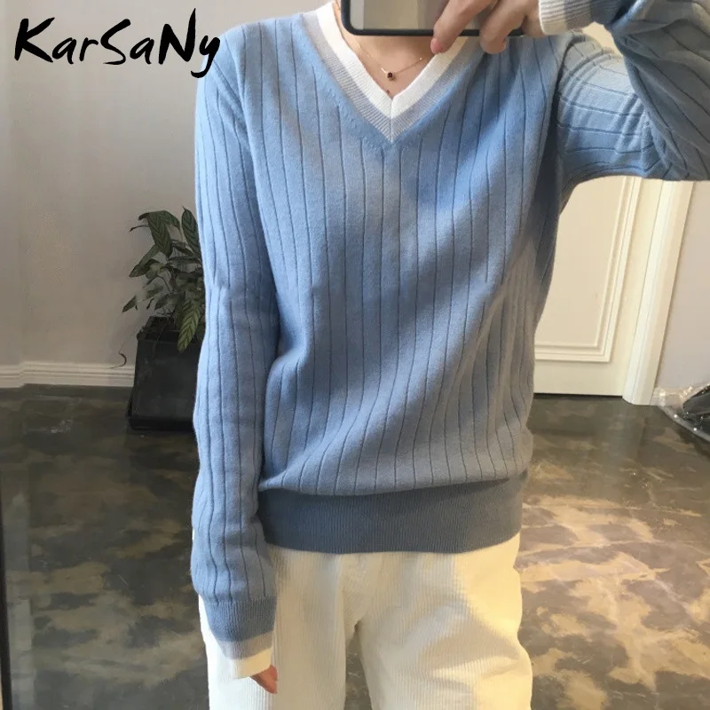 Autumn V-neck Cashmere Sweater Women 