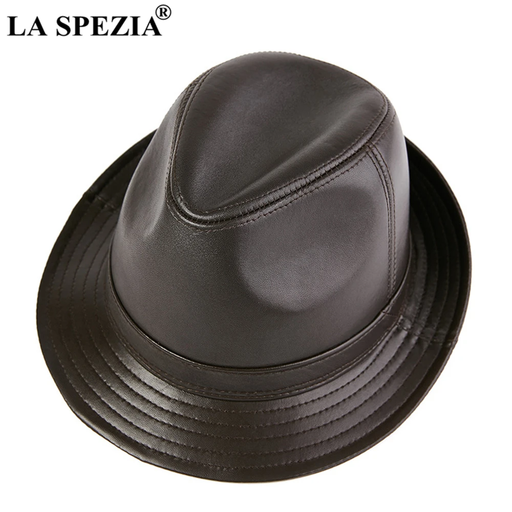 LA SPEZIA Men Fedora Hat Real Leather 