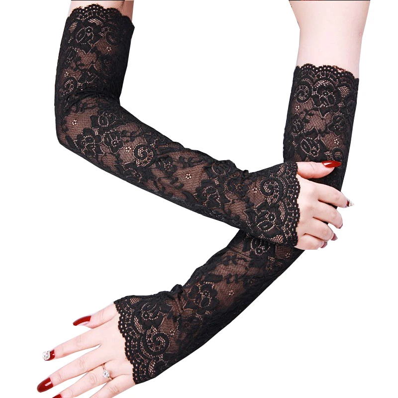 long lace black gloves